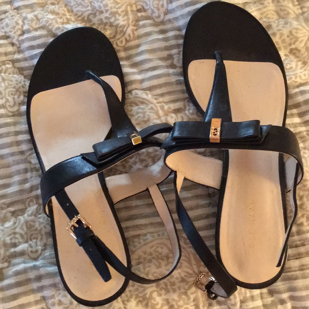 Cole Haan black leather wedge sandals